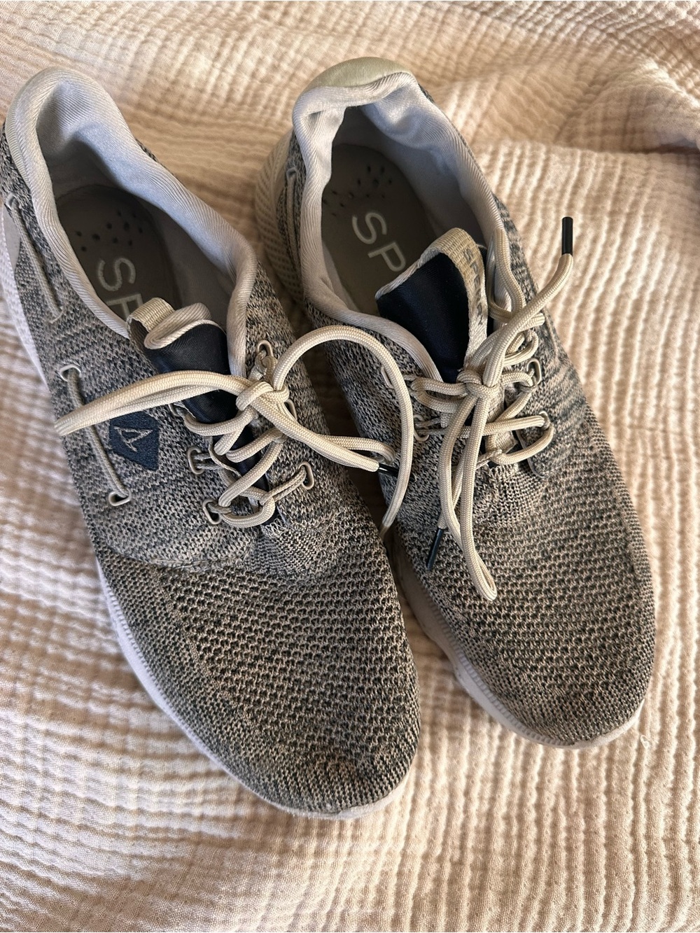 Sperry Gray Knit Lace-Up Men's Sneakers